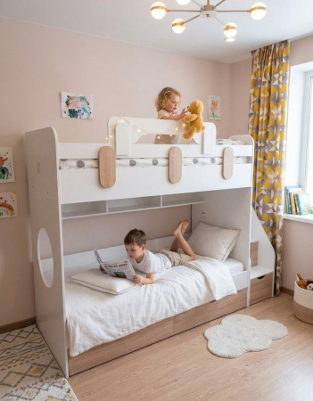 Кровать 2-х ярусная Фортуна 180х80 (велюр + белый) от Династия Kids