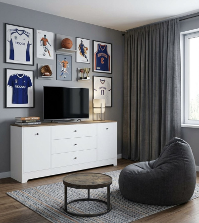 Тумба-комод Норд 2 (дуб каньон+белый) 1800 мм от Династия Kids