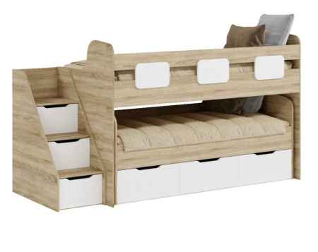 Кровать 2-х ярусная Городок (цвет белый) 190х90 + 180х80 от Династия Kids