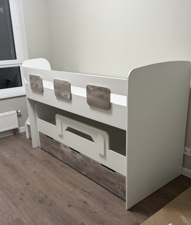 Кровать 2-х ярусная Городок (цвет белый) 190х90 + 180х80 от Династия Kids