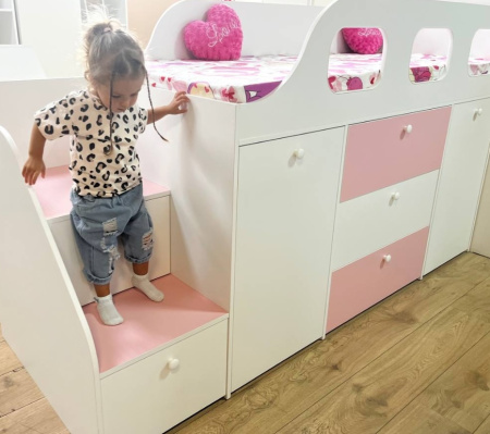 Кровать-чердак Хэппи 180х80 (дуб каньон+белый)  от Династия Kids