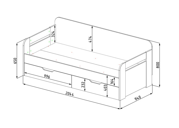 Кровать Стиль 200х90  от Династия Kids