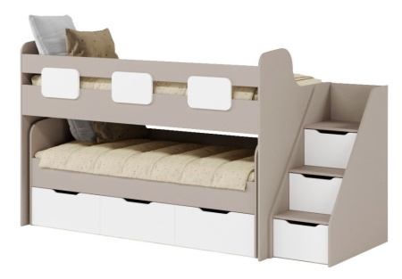 Кровать 2-х ярусная Городок (цвет белый) 190х90 + 180х80 от Династия Kids