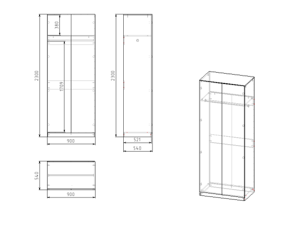 Шкаф 2-х створчатый Практик  от Династия Kids