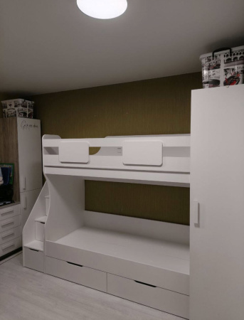 Кровать 2-х ярусная МИА 180х80 (дуб сонома + белый) от Династия Kids