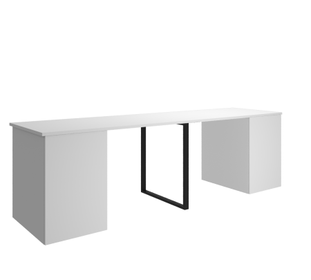Стол Дуэт 2200 мм (две тумбы) белый + опора черная. Столешница 22 мм от Династия Kids