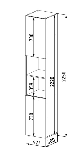 Пенал-стеллаж-2 коллекции Модница New от Династия Kids