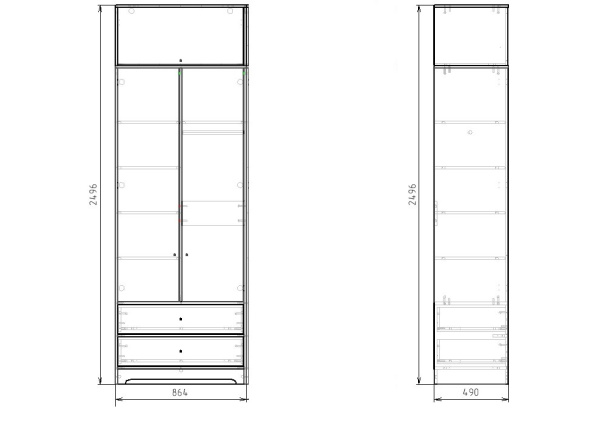 Шкаф-2 с антресолью коллекции Норд  от Династия Kids