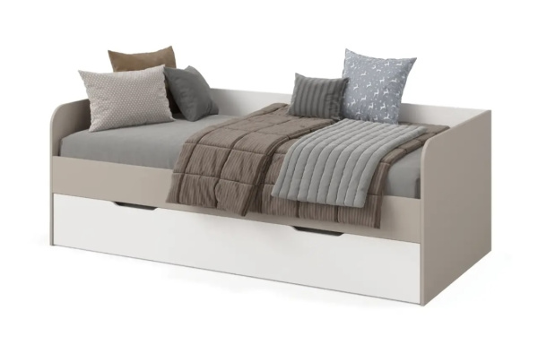 Кровать Дабл 190х90 с доп. спальным местом 180х80 (велюр + белый) от Династия Kids