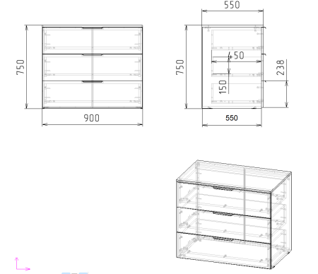Комод коллекции Брайт Графит (с доводчиками) от Династия Kids