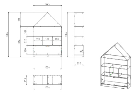 Стеллаж детский Домик-1 от Династия Kids