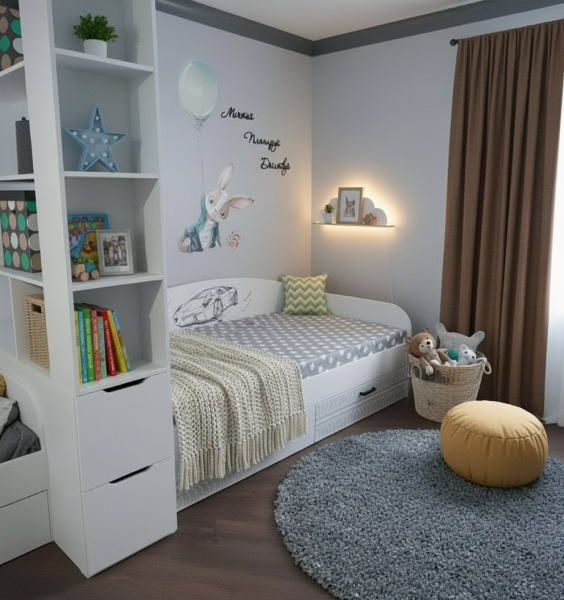 Стеллаж-перегородка для зонирования Стиль (ширина 1200 мм) от Династия Kids