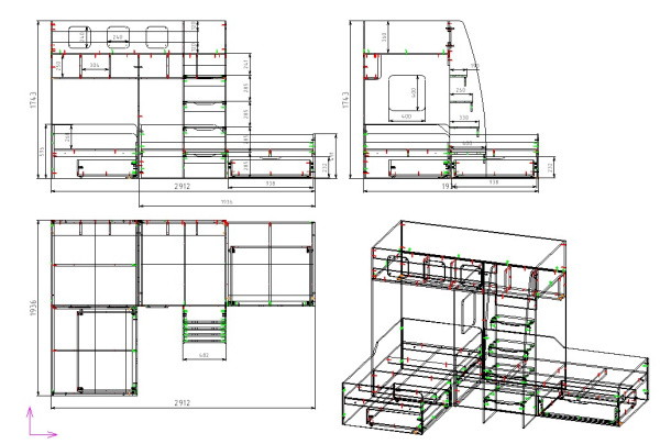 Кровать 3-х ярусная Династия (цвет белый) 190х90 Универсальная