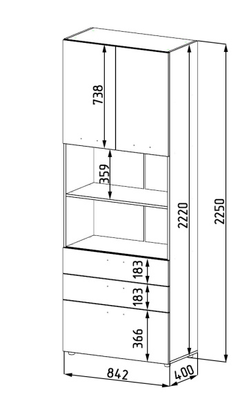 Пенал-стеллаж-1 коллекции Модница New от Династия Kids