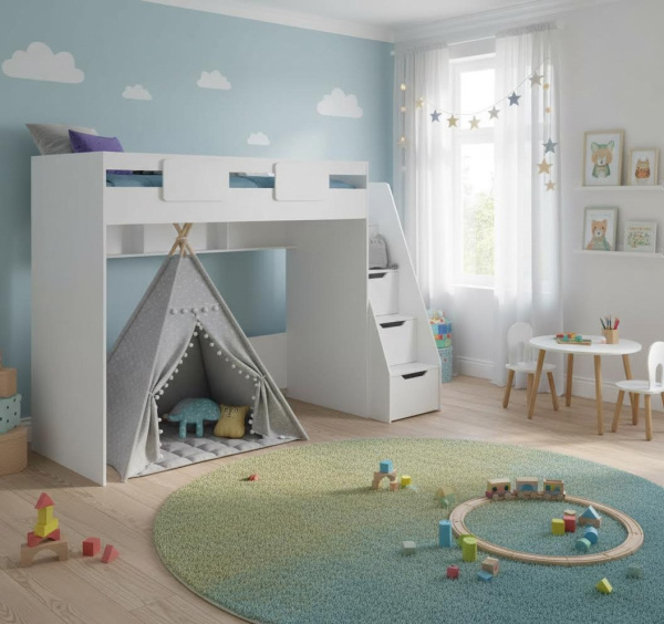 Кровать-чердак 190х90 коллекции Мозаика-2  от Династия Kids