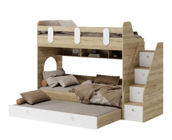 Кровать Фортуна-3 (корпус дуб сонома + фасады белые) 190х80 от Династия Kids