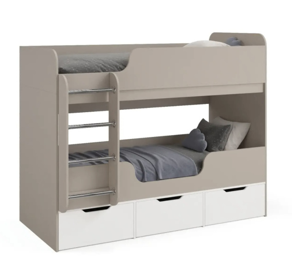 Двухъярусная кровать Малыши Двойняшки 180х80 (велюр + белый)