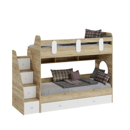 Кровать двухъярусная Фортуна-2 (дуб сонома + белый) 180х80 от Династия Kids