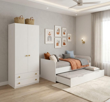 Кровать 2-х ярусная Дабл 190х90 +180х80 (дуб золотистый + белый)  от Династия Kids