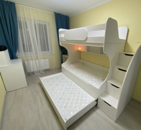 Кровать БИГ 90х200 с доп.спальным местом (цвет белый) от Династия Kids