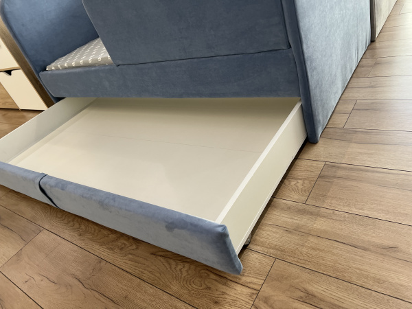 Кровать Nepos 160х80 (велюр Тедди 310 сине-серый) от Династия Kids