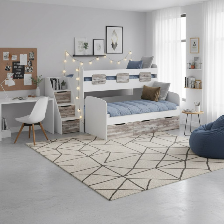 Кровать 2-х ярусная Городок (цвет белый) 190х90 + 180х80 от Династия Kids